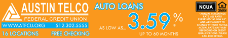 Excellent Rates - Auto Loans as low as 3.59%* - Annual Percentage Rate. Actual rate may vary depending on credit qualifications. Rates are subject to change without notice. Please call for details.